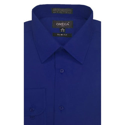 NavySLIMFIT Omega Tux Slim Fit Long Sleeve Shirt in Navy