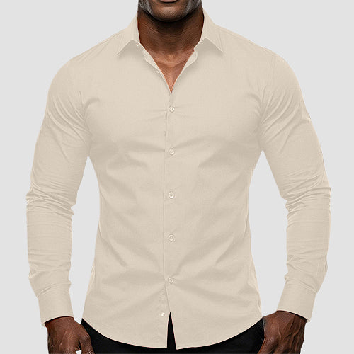 OmegaTux Slim Fit Long Sleeve Shirt in Ivory