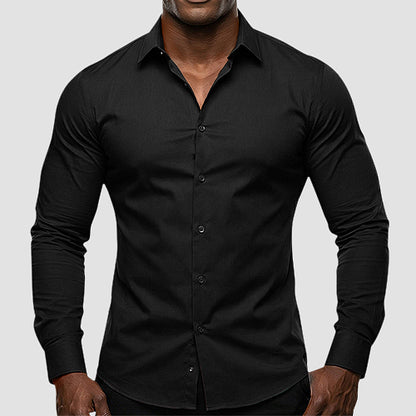 OmegaTux Slim Fit Long Sleeve Shirt in Black