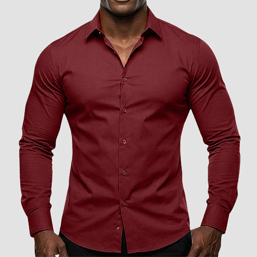 OmegaTux Slim Fit Long Sleeve Shirt in Burgundy