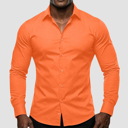 OmegaTux Slim Fit Long Sleeve Shirt in Orange