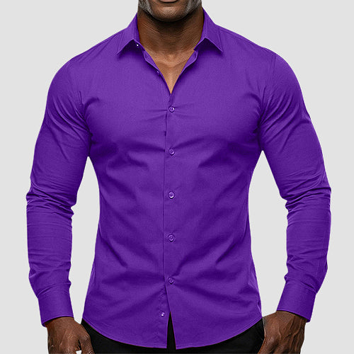 OmegaTux Slim Fit Long Sleeve Shirt in Purple