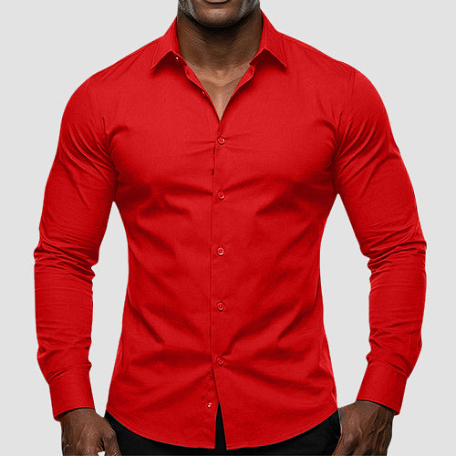 OmegaTux Slim Fit Long Sleeve Shirt in Red