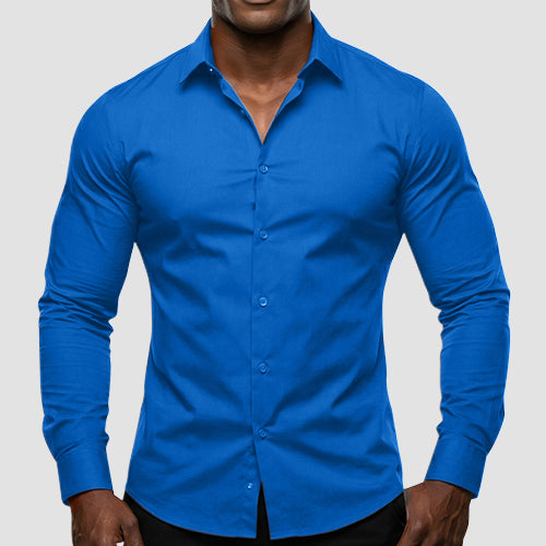 OmegaTux Slim Fit Long Sleeve Shirt in Royal Blue