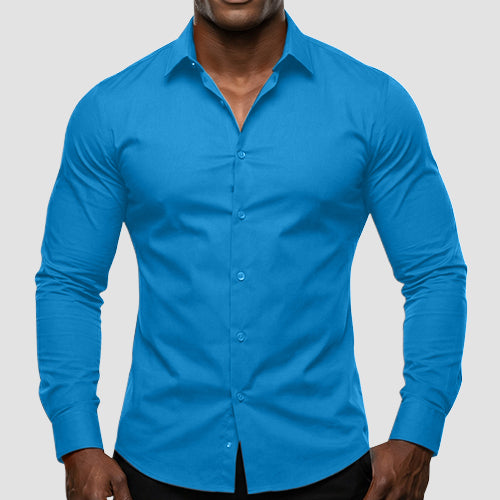 OmegaTux Slim Fit Long Sleeve Shirt in Turquoise
