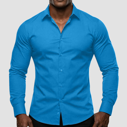 OmegaTux Slim Fit Long Sleeve Shirt in Turquoise