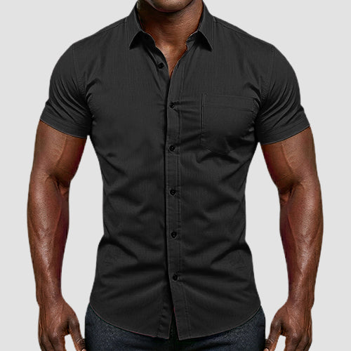 OmegaTux Short Sleeve Dress Shirt in Black