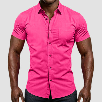 OmegaTux Short Sleeve Dress Shirt in Fuchsia