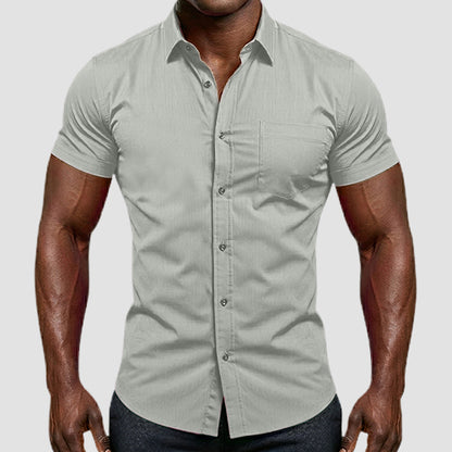 OmegaTux Short Sleeve Dress Shirt in Light Grey