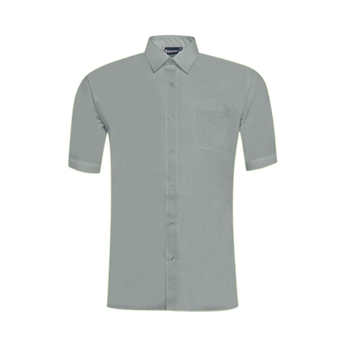 OmegaTux Short Sleeve Dress Shirt in Light Grey