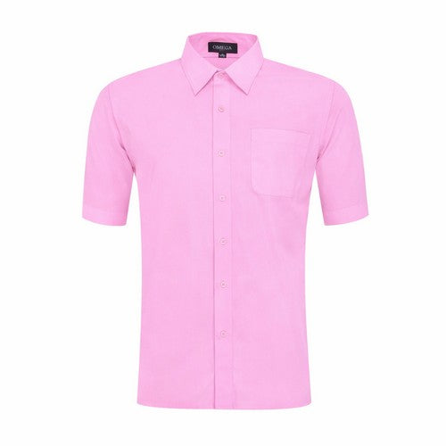 OmegaTux Short Sleeve Dress Shirt in Light Pink
