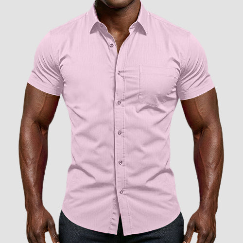 OmegaTux Short Sleeve Dress Shirt in Light Pink