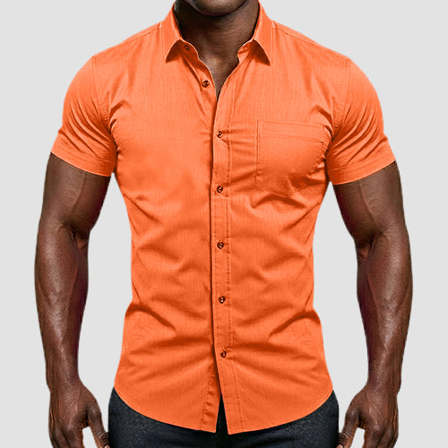 OmegaTux Short Sleeve Dress Shirt in Orange
