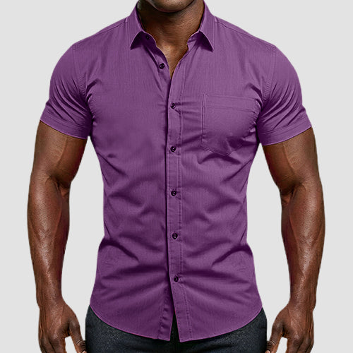 OmegaTux Short Sleeve Dress Shirt in Purple