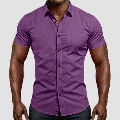 OmegaTux Short Sleeve Dress Shirt in Purple
