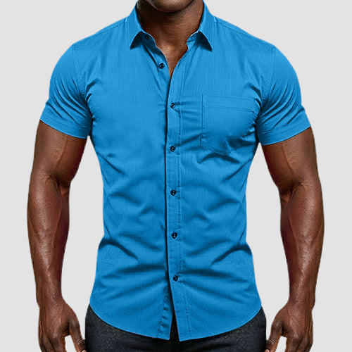 OmegaTux Short Sleeve Dress Shirt in Turquoise