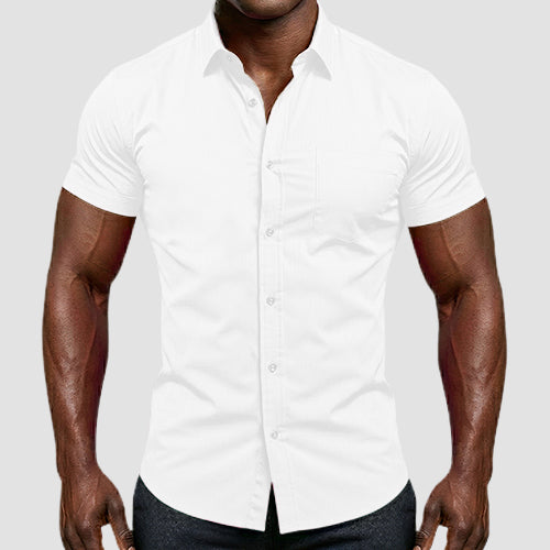 OmegaTux Short Sleeve Dress Shirt in White