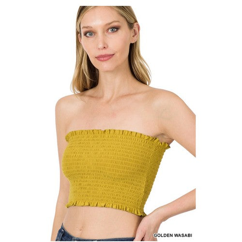 RT-8018AB Smocked Tube Top Golden Wasabi