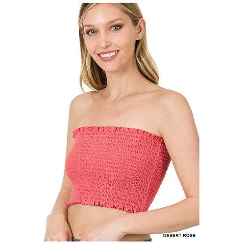 RT-8018AB Smocked Tube Top Desert Rose