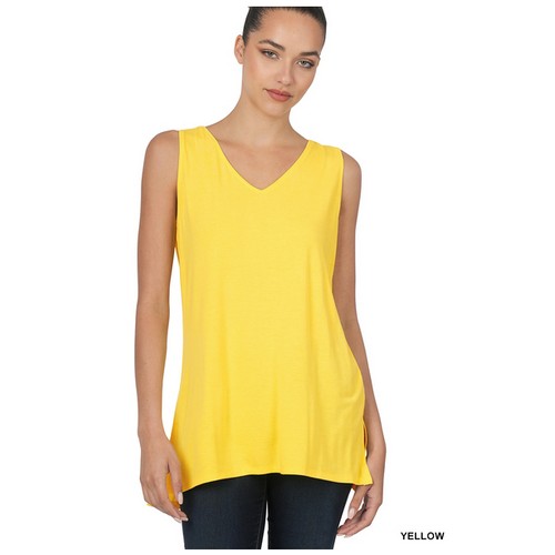 RT-8188AB Side Slit Sleevless Top Yellow