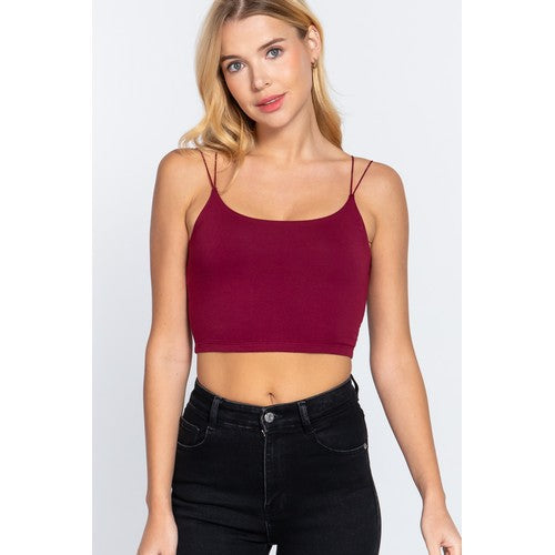 T13009 Cami Double Strap Crop Top Burgundy
