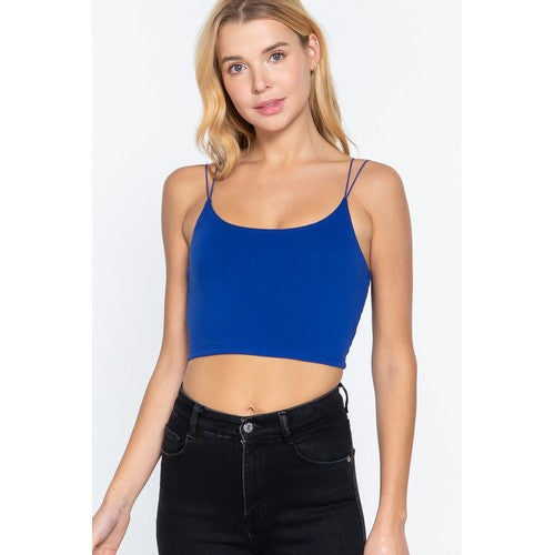 T13009 Cami Double Strap Crop Top Royalty
