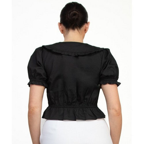 Bow Front Milk Maid Top in Black