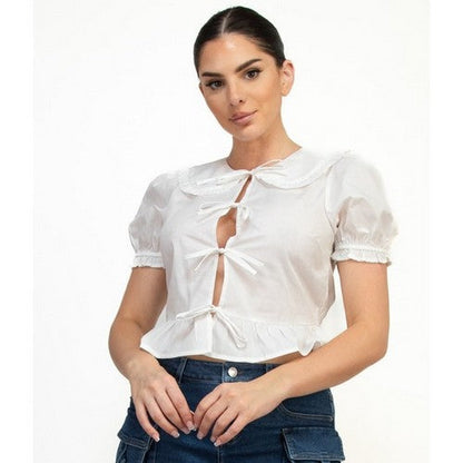 Bow Front Milk Maid Top in White