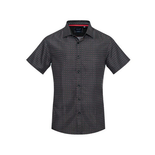 SSG22-62 Silver Stone Short Sleeve Shirt Black/Red Print