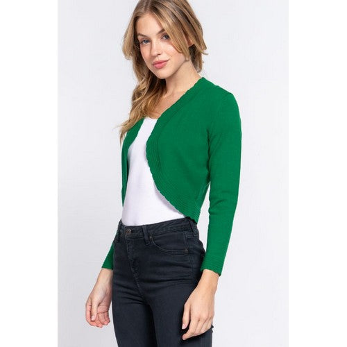 Scallop Edge Bolero Shrug Green