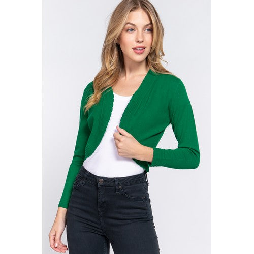 SW13746 Scallop Edge Bolero Shrug Green