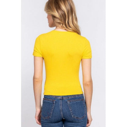 Crew Neck Rib Crop Jersey Yellow