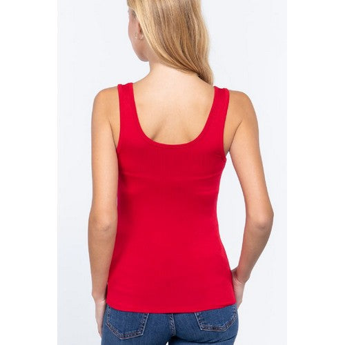 Ribbed Tank Top Red