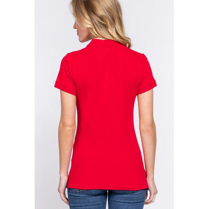 Cotton Stretch Polo Shirt Red