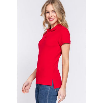 Cotton Stretch Polo Shirt Red