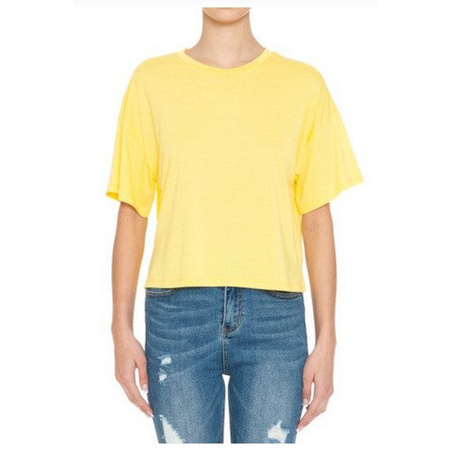 74038 Oversized Crop Tee Vibrant Yellow