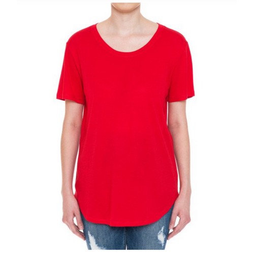 74013 Oversized Curved Hem Tee B.Red