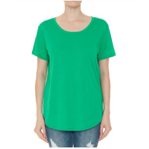 74013 Oversized Curved Hem Tee Kelly Green