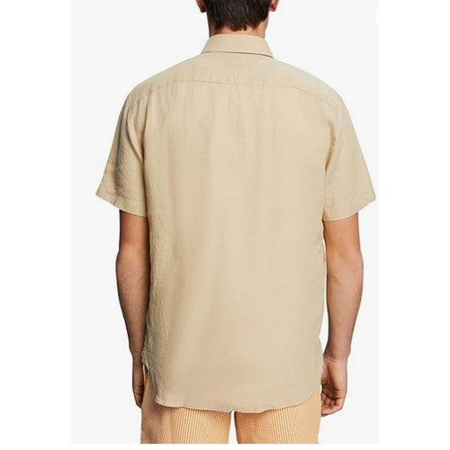 Zara Linen-Look Short Sleeve Shirt Oatmeal
