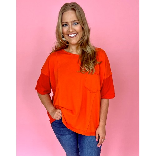 WK6645 French Terry Patch Pocket Jersey Top Orange