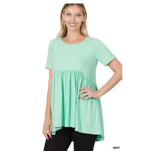 PT-3211AB Short Sleeve Ruffle Top Mint