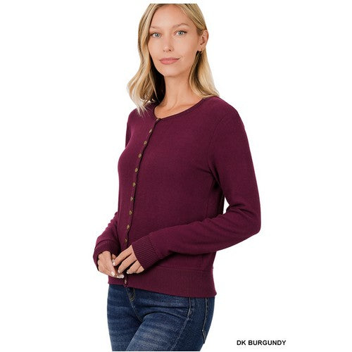 Popper Cardigan Dark Burgundy