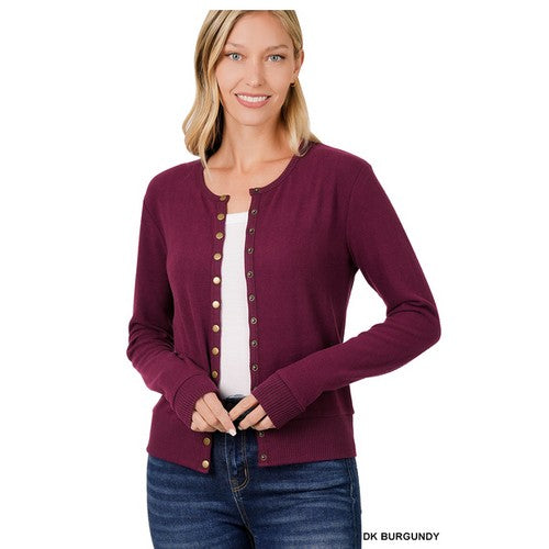 HW-2079D4 Popper Cardigan Dark Burgundy