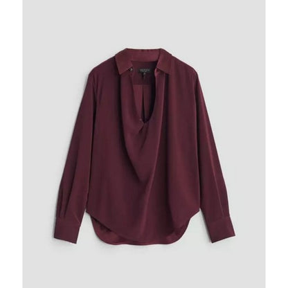 Cowl Front Blouse in Burgundy