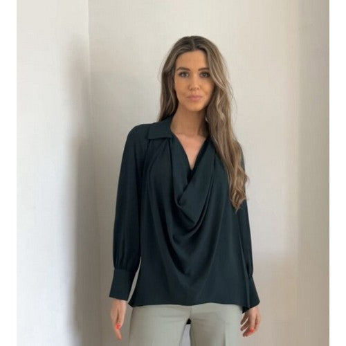 Cowl Front Blouse Hunter Green