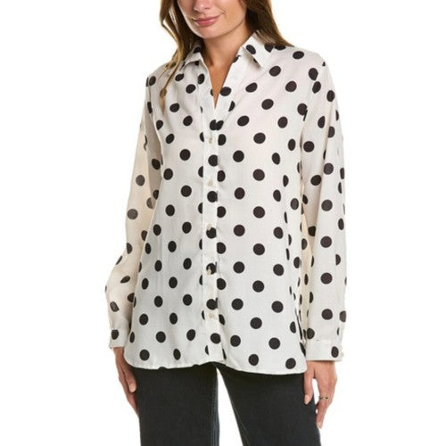 Polka Dot Oversize Shirt Ivory/Black