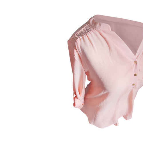 Wallis Roll Sleeve Patch Pocket Blouse Pink