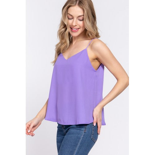 Double V-Neck Cami Vest Lilac