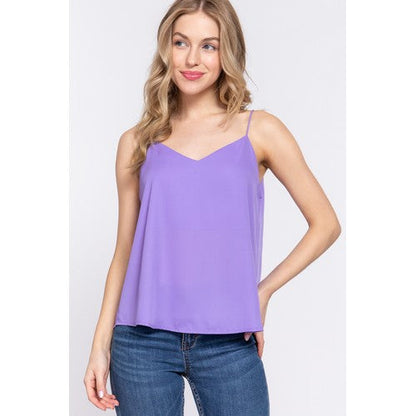 T10381 Double V-Neck Cami Vest Lilac