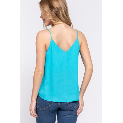 Double V-Neck Cami Vest Turquoise